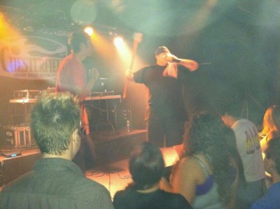 On stage rocking the rock